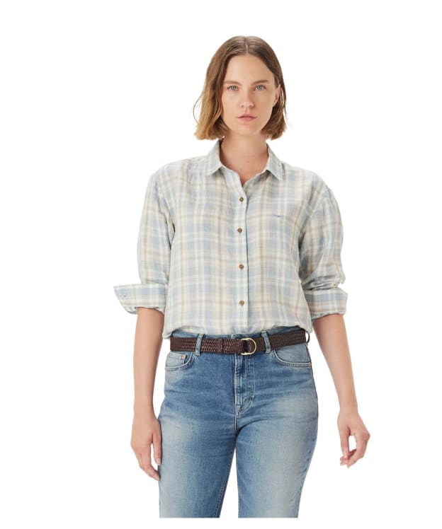 Women's R.M. Williams Hopeland Check Linen Shirt - Jade