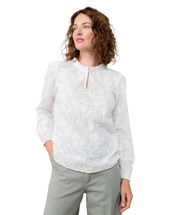 Women's Lily & Me Emily Embroidered Keyhole Neck Blouse - White