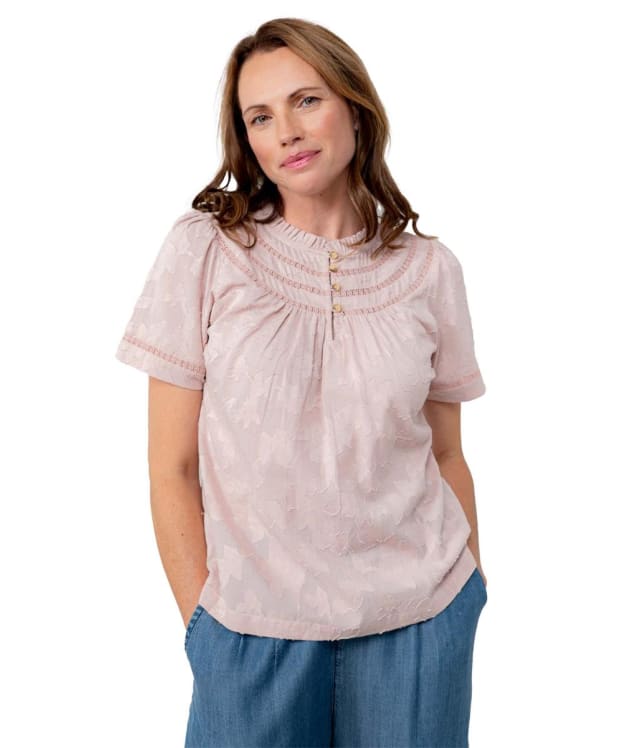 Women's Lily & Me Luna Short Sleeve Cotton Jacquard Blouse - Soft Pink