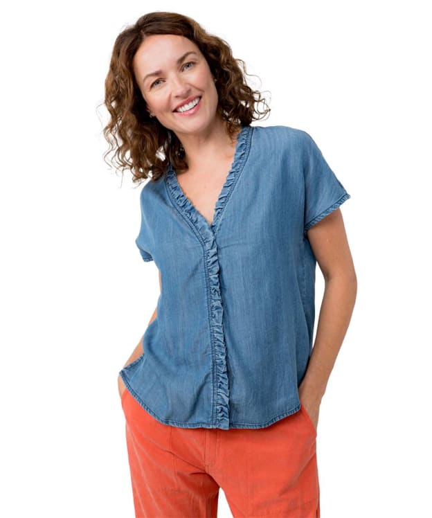 Women's Lily & Me Kit Ruffle Tencel Blouse - Denim
