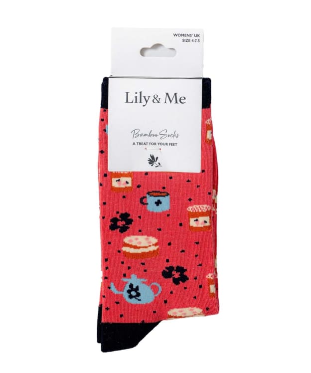 Women's Lily & Me Time For Tea Bamboo Socks - Cerise