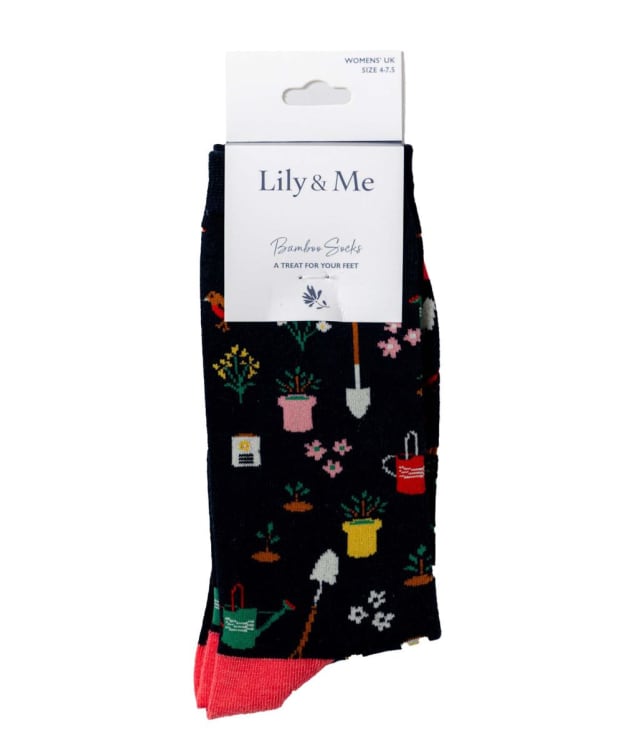 Women's Lily & Me Spring Gardening Bamboo Socks - Navy