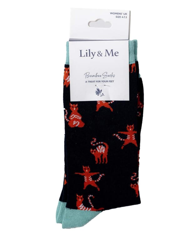 Women's Lily & Me Yoga Cats Bamboo Socks - Navy