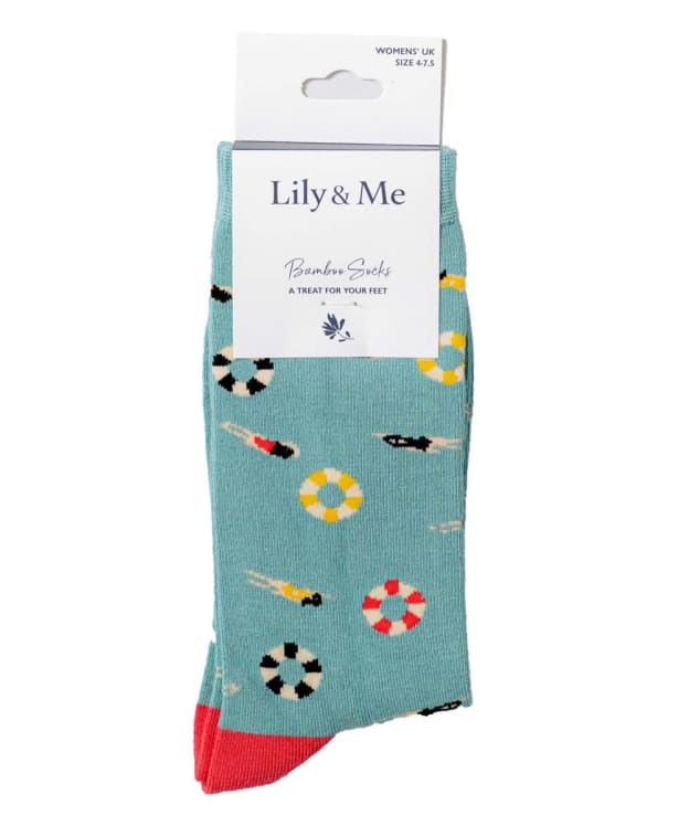 Women's Lily & Me Pool Swimmers Bamboo Socks - Ocean
