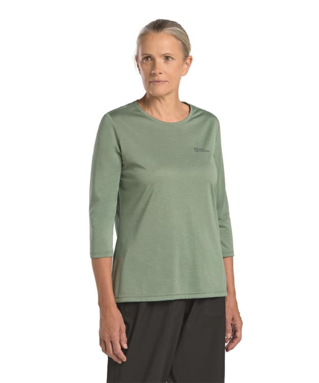 Women's Jack Wolfskin Crosstrail 3/4 Sleeve Top - Eucalyptus