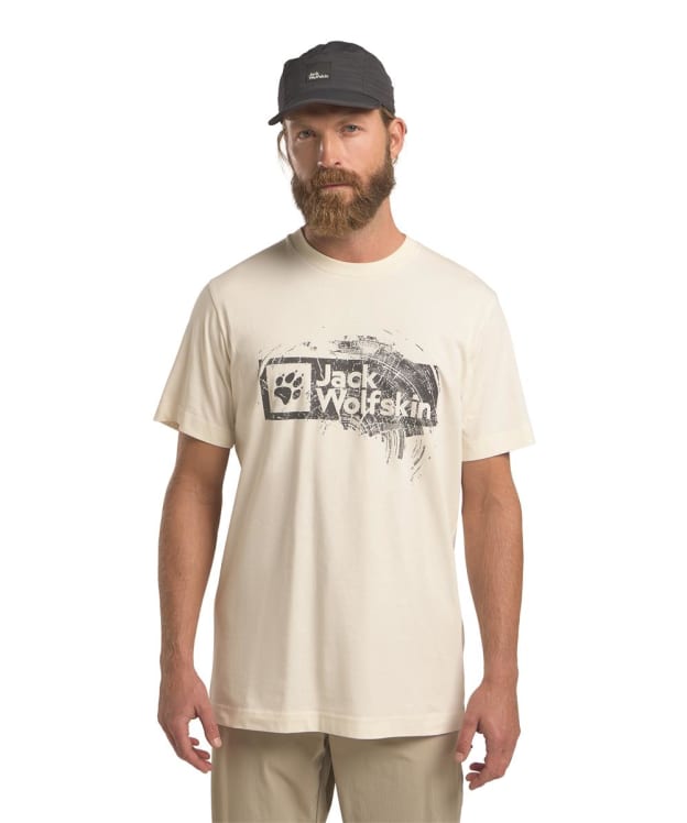 Men's Jack Wolfskin Brand Logo T-Shirt - Wood Cotton White