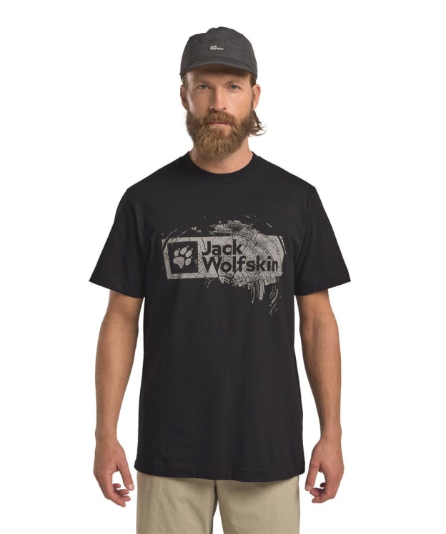 Men's Jack Wolfskin Brand Logo T-Shirt - Wood Dark Navy