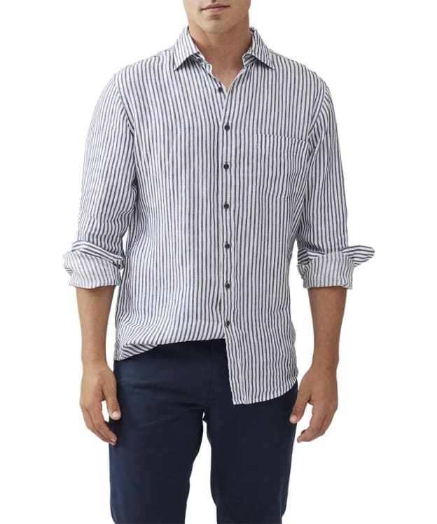 Men's Rodd & Gunn Port Charles Linen Sports Fit Shirt - Deep Ocean Blue