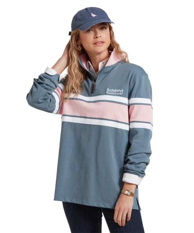 Women’s Schöffel Exmouth Heritage 1/4 Zip Sweatshirt - Dark Pigeon Blue / Chalky Coral