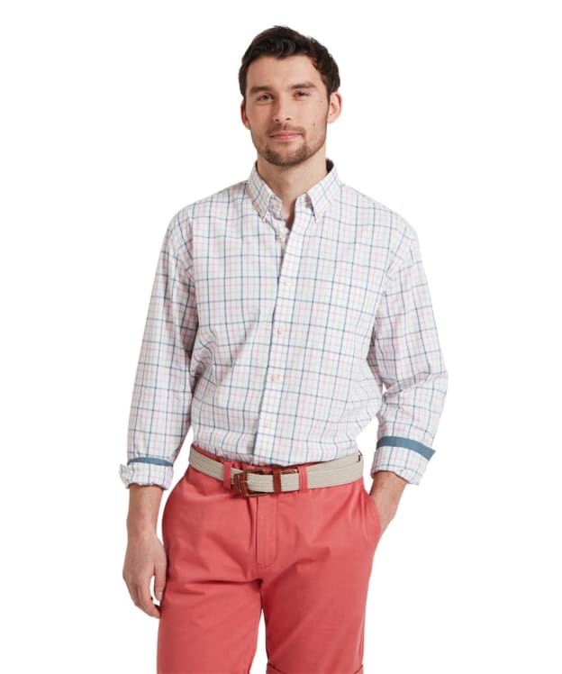 Men's Schoffel Holkham Long Sleeve Shirt - Pigeon Blue / Mauve Red