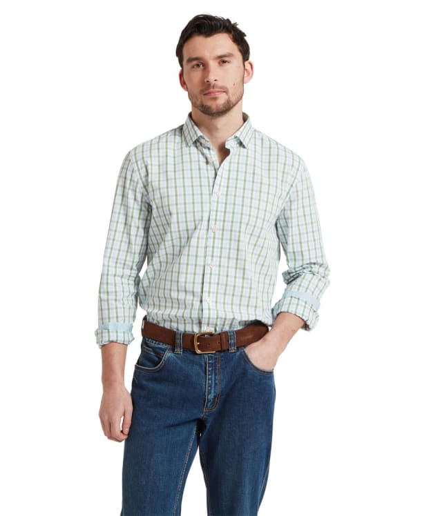 Men’s Schoffel Hebden Tailored Long Sleeve Shirt - Green / Blue