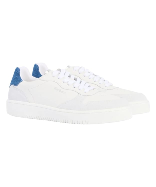 Women's Barbour Celeste Lace Up Cupsole Leather Sneakers - White / Chambray