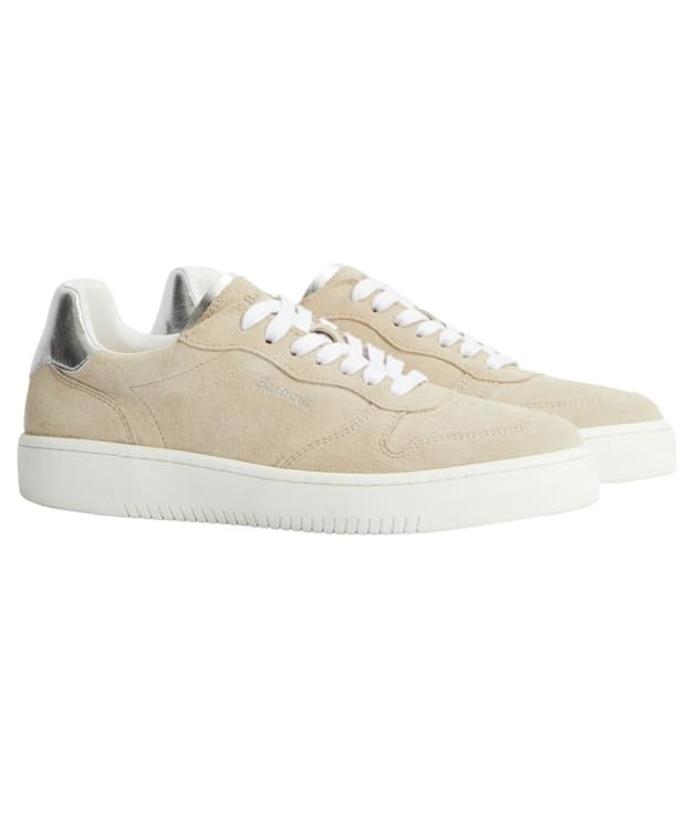 Women's Barbour Celeste Lace Up Cupsole Leather Sneakers - Beige / Silver