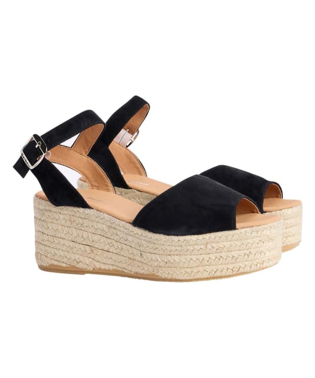 Women's Barbour Aspen Espadrille Wedge Sandal - Black Suede