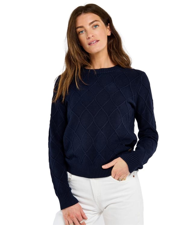 Women's Dubarry Banteer Cable Knit Crew Neck Sweater - Navy