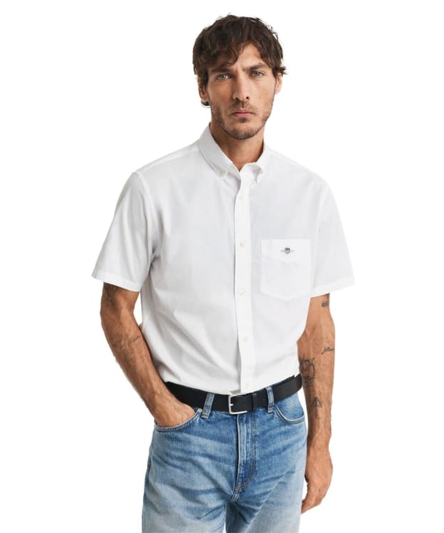 Men's GANT Regular Classic Poplin Short Sleeve Shirt - White