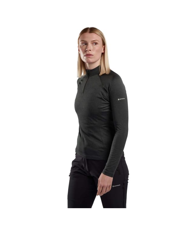 Women's Montane Dart Long Sleeve Zip Neck Top - Black