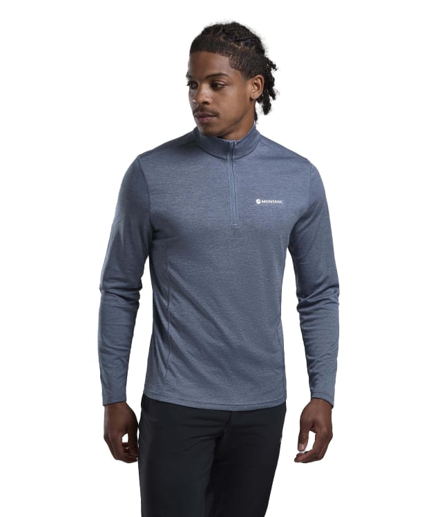 Men's Montane Dart Zip Neck Long Sleeve T-Shirt - Stone Blue
