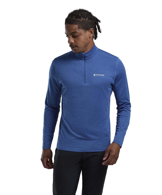 Men's Montane Dart Zip Neck Long Sleeve T-Shirt - Neptune Blue