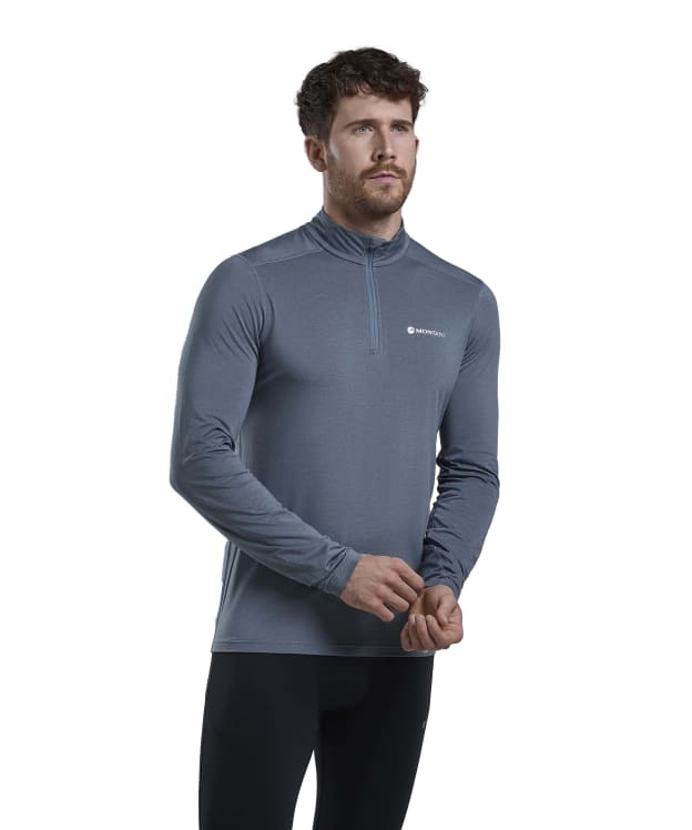 Men's Montane Dart XT Thermal Zip Neck Long Sleeved Baselayer Top - Stone Blue