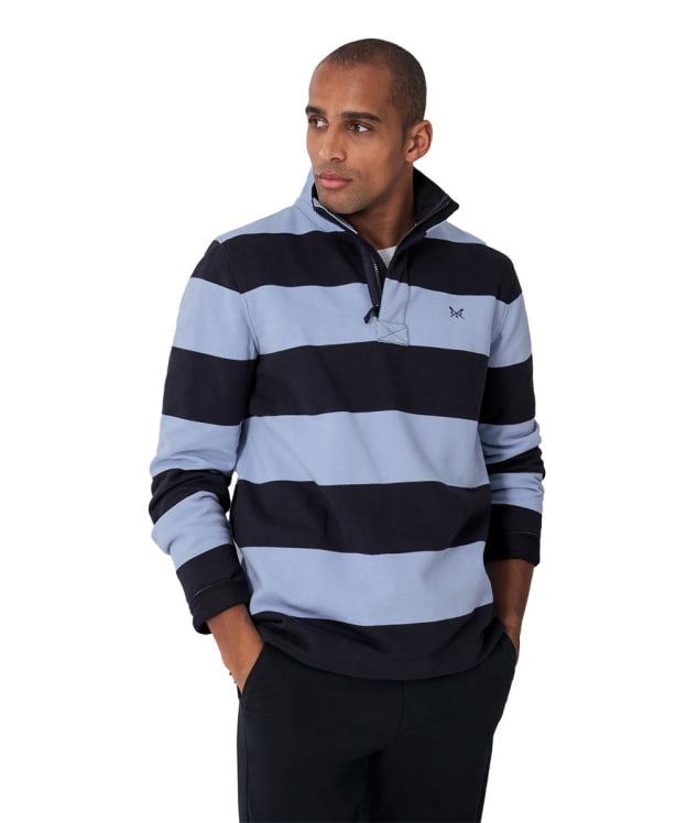 Men's Crew Clothing Stripe Padstow Pique Sweatshirt - Navy / Dusk Blue
