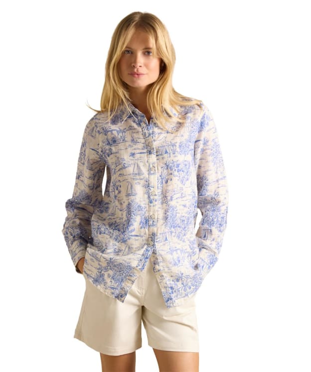 Women's Joules Maeva Linen Shirt - Blue Toile