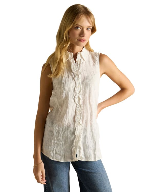 Women's Joules Selene Sleeveless Linen Blouse - Chalk