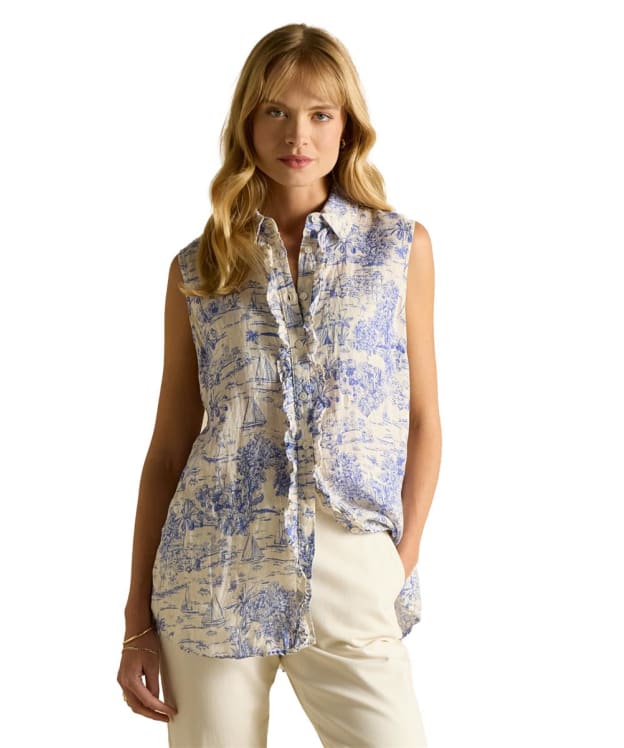 Women's Joules Selene Sleeveless Linen Blouse - Blue Toile