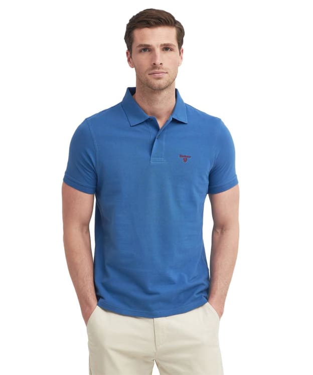 Men's Barbour Lightweight Short Sleeve Sports Cotton Polo Shirt - Federal Blue