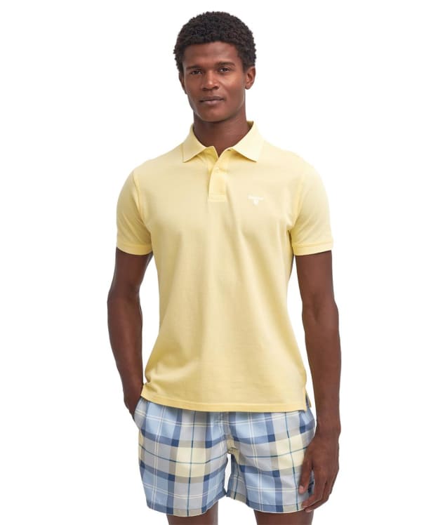 Men's Barbour Lightweight Short Sleeve Sports Cotton Polo Shirt - Heritage Lemon