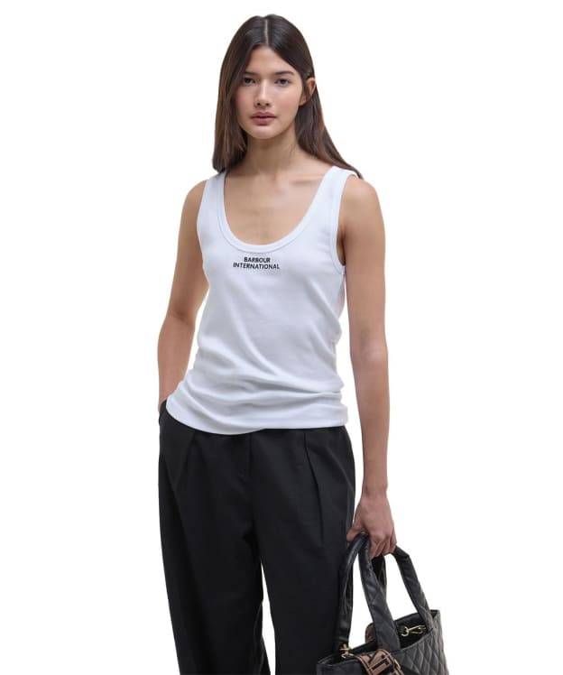Women's Barbour International Ozanne Jersey Rib Tank Top - New White