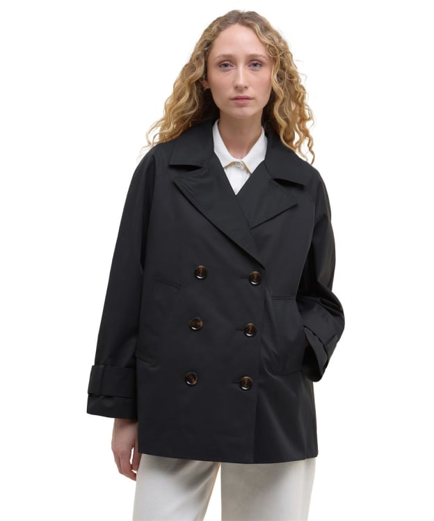 Women's Barbour Maisy Showerproof Jacket - Black / Safari Dress Tartan