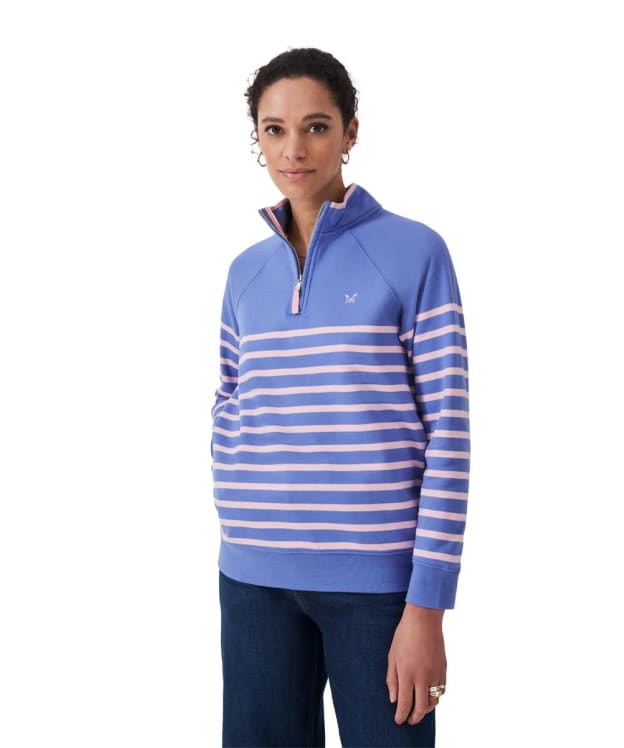 Women's Crew Clothing Half Zip Sweater - Blue / Pink