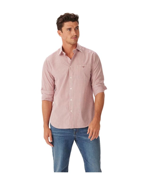 Men's R.M. Williams Regular Poplin Stripe Shirt - Red / White