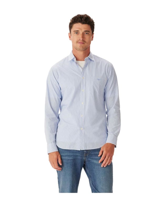 Men's R.M. Williams Regular Poplin Stripe Shirt - Blue / White