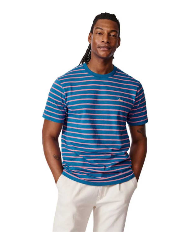 Men's Aubin Berkeley Slub T-Shirt - Cornflower Stripe