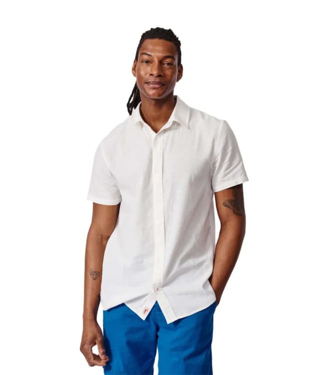Men's Aubin Fulstow Linen Cotton Short Sleeve Shirt - White