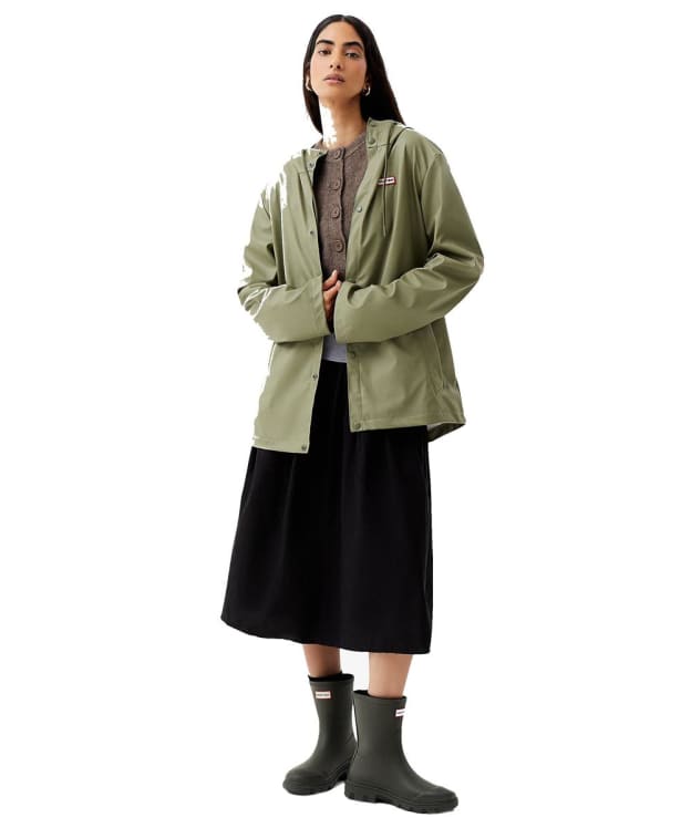 Hunter Izzy PU Hooded Waterproof Jacket - Deep Lichen Green