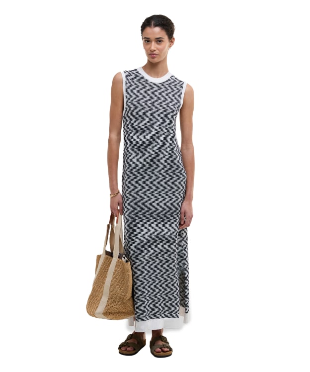 Women's Barbour Olivia Knitted Midi Dress - Cloud / Navy