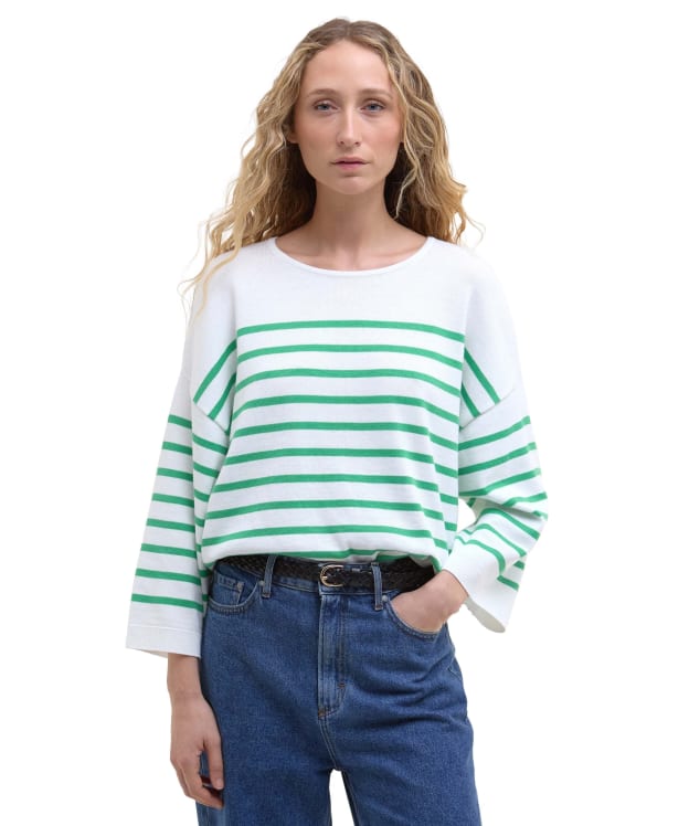 Women's Barbour Kayleigh Knitted Jumper - Cloud / Kelly Green