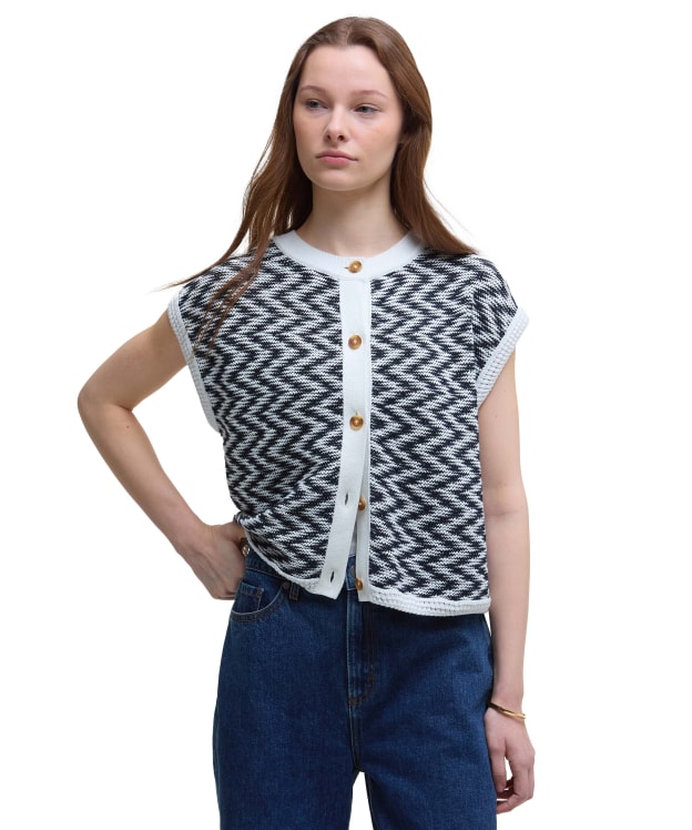 Women's Barbour Olivia Button Through Knitted Vest - Cloud / Navy