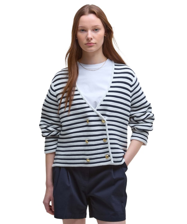 Women's Barbour Abby Knitted Cardigan - Cloud / Navy
