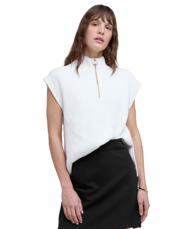 Women's Barbour International Clara Sleeveless Knitted Jumper - White