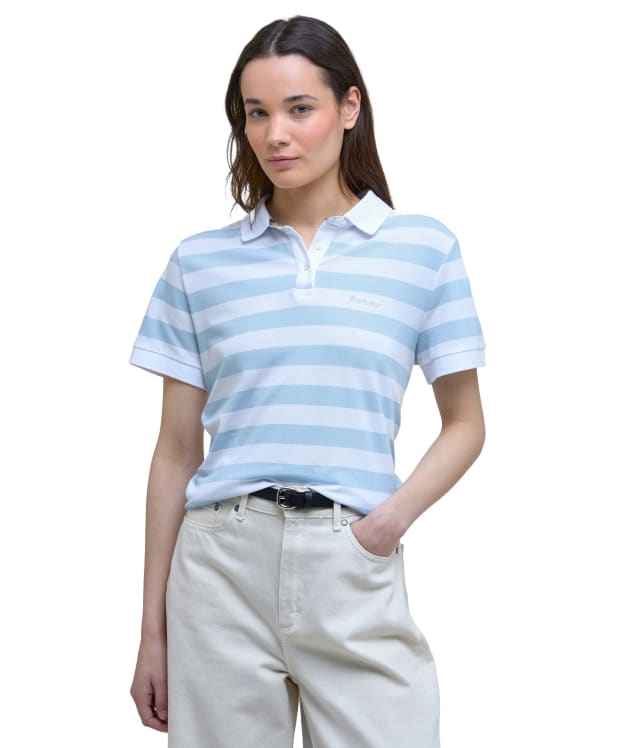 Women's Barbour Ashbourne Stripe Polo Top - Breeze Blue / White
