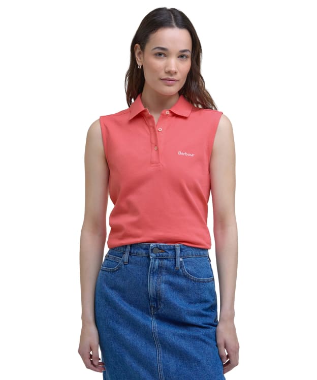 Women's Barbour Bowford Sleeveless Polo Top - Pink Punch