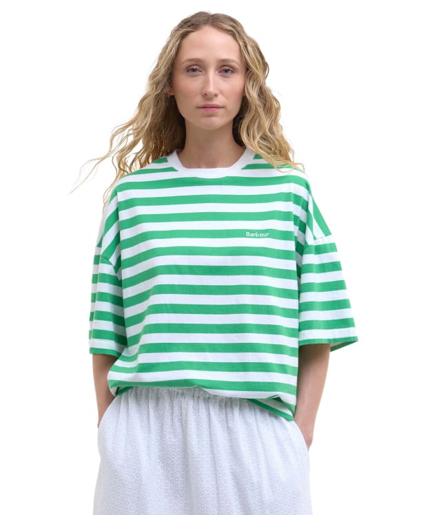 Women's Barbour Abby Top - White / Kelly Green