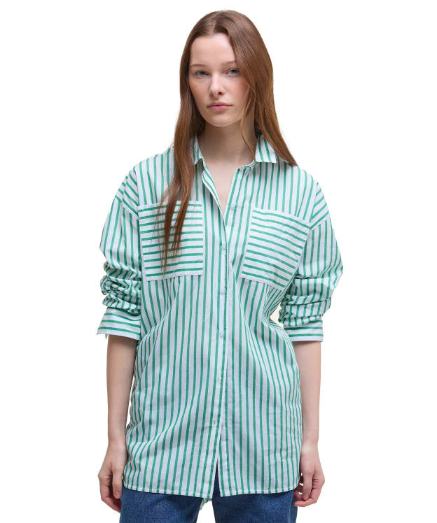 Women's Barbour Nicola Shirt - White / Kelly Green