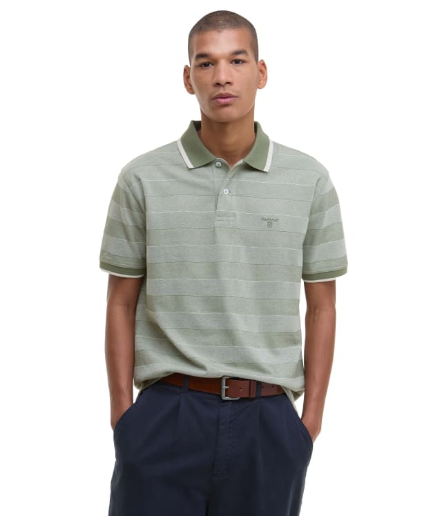 Men's Barbour Branton Stripe Polo Shirt - Light Moss