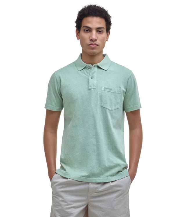 Men's Barbour Pigment Dye Slub Polo Shirt - Seagrass