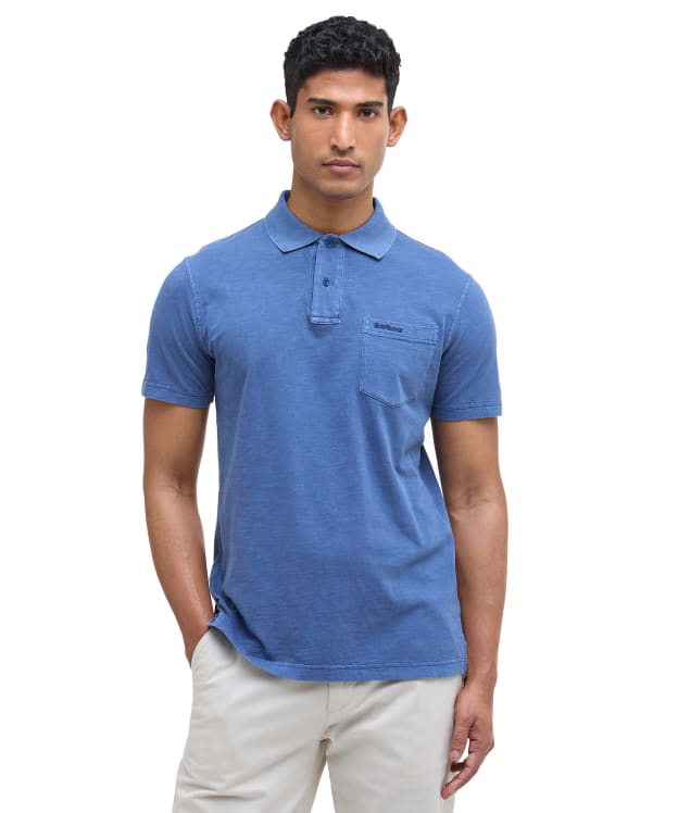 Men's Barbour Pigment Dye Slub Polo Shirt - Dark Denim